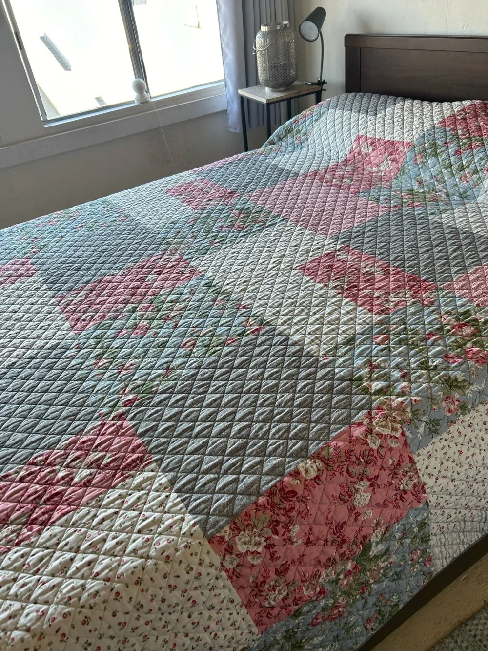 Patchwork Queen Quilt Bedspread Print Floral Lightweight Reversible#0627246